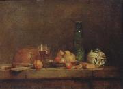 Jean Baptiste Simeon Chardin Style life with olive glass oil painting artist